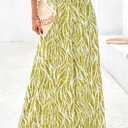 PRETTYGARDEN Women's 2025 Summer Flowy Wide Leg Palazzo Pants Dressy Casual Elastic High Waisted Pockets Boho Beach Trousers (Floral White Green,XX-Large) 