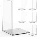 6 Pack Premium Book Ends, Clear Acrylic Bookends for Shelves, Sturdy Bookends for Heavy Books, Book Organizer with Anti Slip Mats for Library Office School, Fit for Most Decorative Styles
