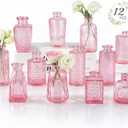 RUCKAE 12 Pack Glass Bud Vases Mini Flower Vase Small Vintage Vases for Centerpiece Table Wedding Decorations Home Decor Party (Pink)