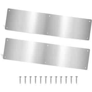 Door Push Plate, Metal Kickplate for Bottom of Door,4x22 inch Aluminum Metal Plate Rounded Corners for Interior and Exterior Doors (Satin Finish 2 Pack)