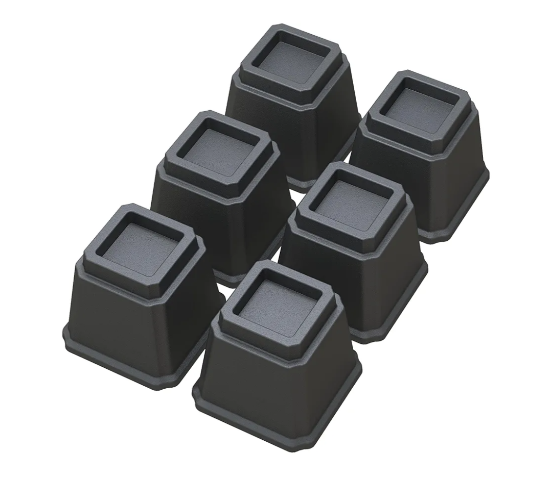 Bed Risers Heavy Duty 6 Inches Bed Elevators, Set of 6 Lifts Up 3,000 lbs Furniture Riser for Sofa and Table, Black