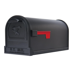 Architectural Mailboxes Arlington Post Mount Mailbox, Black, Large Galvanized steel build for outside with weather-resistant build and rust-resistant powder-coat finish. USPS approved.