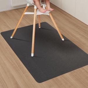 Area Floor Mat for Home, 3'5' Black No Slip Waterproof Vinyl Area Rug for Hard Floor, Spill Resistant Floor Protector Cover for Kitchen, Easy Clean Splat Mat for Under High Chair