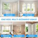 AIZESI 41-86 Inch Heavy Duty Tension Curtain Rod - No Drilling, Adjustable, Rust-Resistant for Outdoor, Living Room, Window, Bathroom (White, 41" to 86"|2PACK)