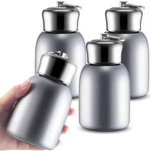 Mifoci 4 Pcs 10oz Mini Water Bottles Stainless Steel Slim Insulated Thermal for Hot Cold Drink Thermal Small Vacuum Portable Water Bottle for Women Gifts Travel Camping Hiking (Silver)