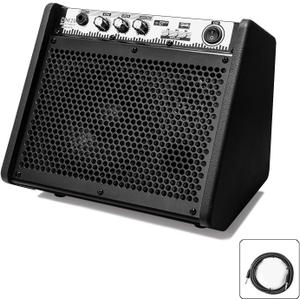Coolmusic DM20 20W Bluetooth Personal Monitor Amplifier Electric Drum Amplifier Speaker,Keyboard Speaker with USB Interface(Including E-Drum Noise-Reduction Cable) (Black)