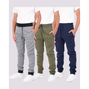 Real Essentials Boys Fleece Jogger Sweatpants, L, Pack Of 3