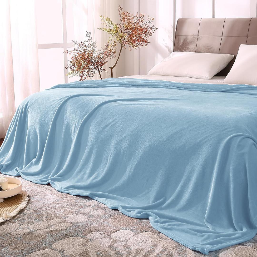BEDELITE Fleece Blankets Queen Size Washed Blue Throw Blankets for Bed, Luxury Plush Cozy Fuzzy Blanket 90x90 inches, Super Soft Warm Lightweight Throw Blanket All Seasons Suitable