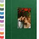 Photo Album 4x6 with 300 Pockets,Slip-in Picture Albums,Linen Cover Memory Book with Front Window,White Page Vertical Photo Book for Wedding,Family,Anniversare,Baby,Vacation (Dark green)