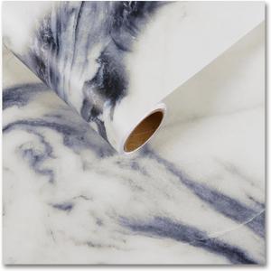 CRE8TIVE Thick Navy Blue White Marble Wallpaper Peel and Stick Countertops Waterproof Marble Contact Paper for Walls Cabinets Drawers 12"x354" Adhesive Granite Contact Paper for Bathroom Kitchen Table