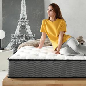 ZINUS 10 Inch True Support Hybrid Mattress [New Version], Queen, Fiberglass Free, Medium Feel, Motion Isolation, Certified Safe Foams & Fabric, Mattress in A Box (White)