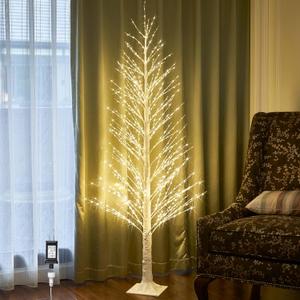 LITBLOOM Lighted Alpine Tree 6FT 810 LED Fairy Lights, White Twig Tree with Lights Plug in for Indoor Outdoor Home Thanksgiving Christmas Decorations