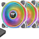Thermaltake Riing Quad 120mm 16.8 Million RGB Color (Alexa, Razer Chroma) Software Enabled 4 Light Rings 54 Addressable LED 9 Blades Hydraulic Bearing White Case/Radiator Fan, 3 Pack, CL-F100-PL12SW-B