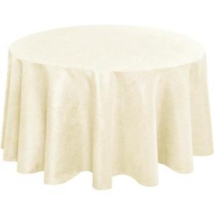 Hiasan Linen Tablecloth 120 Inch Round - Wrinkle and Stain Resistant Washable Polyester Fabric Table Cloth for Dining Room Kitchen Party, Champagne