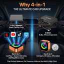 4-in-1 Wireless CarPlay Adapter with Screen Mirroring, Watch Netflix/YouTube in Car, Android Auto AirPlay Mirror Link, Plug & Play No App, Compatible with 800+ Cars iPhone Android
