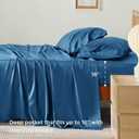 Bedsure Queen Sheet Set, Rayon Derived from Bamboo, Cooling Sheets, Deep Pocket Up to 16", PureWoven, Breathable & Soft, Hotel Luxury Silky Bedding for Hot Sleepers, Teal