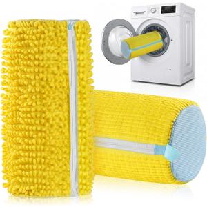 2-Pack Reusable Shoe Washing Machine Bags with Self-Locking Zipper  XXL Cleaning Laundry Mesh Bag for Sneakers, Tennis Shoes, Slippers & All Footwear Types