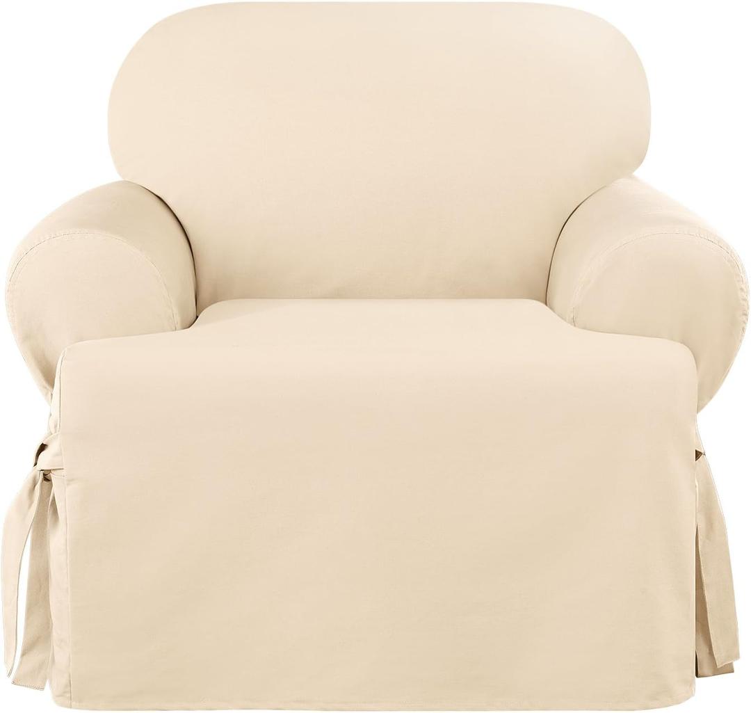 Sure Fit Heavyweight Cotton Duck One Piece Chair Slipcover - Natural (SF41860)