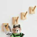 Sticky Wall Hook Hat Rack Set of 4 with Optional 4 Color Bamboo Hooks DIY Decorative, Hang Towels, Clothes, Blankets, Hats, Backpacks, Bathrobes, Nursery Door Panels (Bamboo)