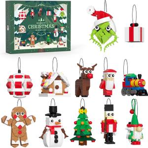 Christmas Ornaments Building Block Compatible for Lego with Strings for Christmas Tree 2025 New Sets,12 Xmas Hanging Decoration Toys Crafts for Kids 6-12 Festival Pendants Stocking stuffers Favor Kits