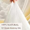 YOUR MOON Luxurious Summer/Spring Lightweight Mulberry Silk Comforter Queen Size,100% Natural Long Strand Silk Fill Duvet, Luxury Bedding, Cooling Rayon Derived from Bamboo Shell (White)