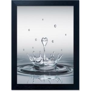 Bathroom Pictures Wall Decor Heart Water Drop Splash Canvas Print Artwork Framed Bathroom Wall Art Modern Painting Artworks for Home Office Decoration, 20"L x 16"W