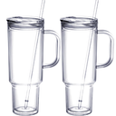 MEWAY 40 oz Acrylic Tumbler with Handle and Straw Lid Double Wall Vacuum Reusable plastic Water Bottle Travel Mug Cup Classic Tumblers Cupholder Friendly (2 Pack)
