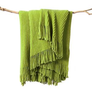 lifein Throw Blanket for Couch, Soft Green Boho Decor Bed Throw,Cozy Knitted Chenille Small Farmhouse Lightweight Throw for Spring(Green,50 * 60") (J-lime Green)