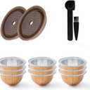 Reusable VERTUO Capsule Caps 2 Pcs + EMPTY Refillable VERTUOLINE Pods-80+150+230ml Each 3 Pcs For Vertuoline Coffee Machine, BENFUCHEN Silicone Capsule Discs For Refillable Nespresso Vertuo Pods