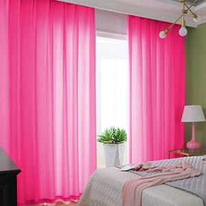 ShinyBeauty Hot Pink Chiffon Curtain 2 Panels 2.4ft x 7ft Window Voile Tulle Backdrop 84 Inch Blackout Sheer Rod Pocket Elegant Curtains (29"W x 84"L (Pack of 2))