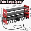 Large Power Tool Organizer Wall Mount with Charging Station, 4 Layer Heavy Duty Metal Cordless Tool Organizer, Tool Storage Rack with 8 Cordless Drill Holder Screwdriver Hammer(Red)