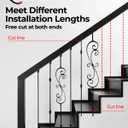 AAQQ 12 Pack Balusters for Staircase Interior Hollow Straight and S-Scroll and Double Knuckle Stair Spindles 1/2" Square Iron Balusters with 24 Swivel Shoes(A017-12)