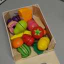 KDSFT Wooden Play Food for Toddlers  34Pcs Velcro Fruit and Veggies with Basket & Chopping Board, Play Food Sets for Kids Kitchen Accessories, Cutting Fruit Set for Ages 3+