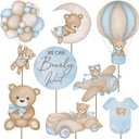 16Pcs We Can Bearly Wait Centerpieces for Baby Shower Decorations Blue Bear Baby Shower for Boys Birthday Party Supplies