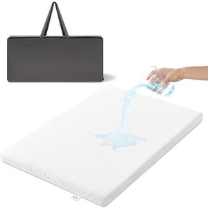 Waterproof Pack and Play Mattress, 38'' x 26'' Pack N Play Mattress Pad with High-Density Foam and Soft Removable Cover, Portable Mini Crib Mattress with Travel Carry Bag