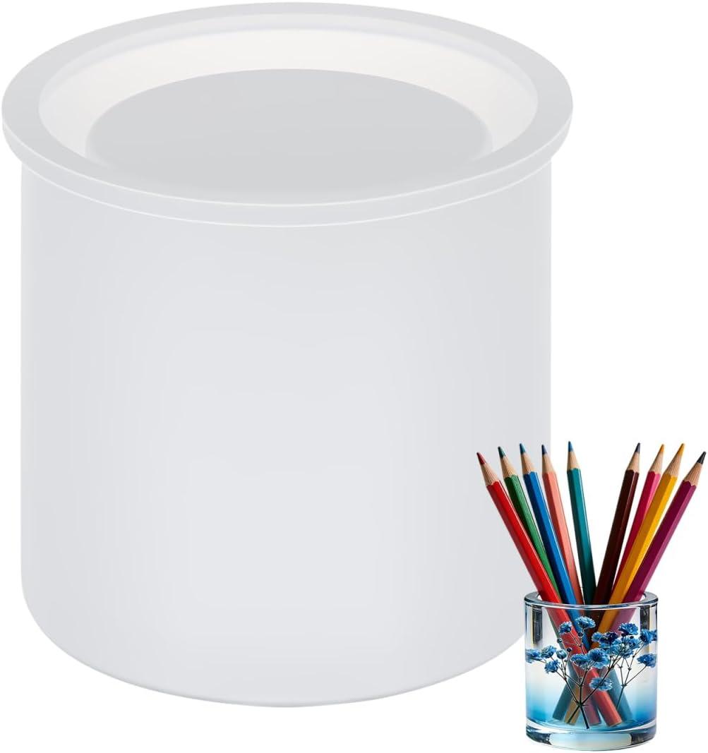 NUOBESTY Pen Holder Silicone Mold for Epoxy Resin DIY Pencil Holder Mold 3.58 X 3.58 X 3.42 in Desk Organizer Storage Box for Pens Pencils Small Jewelry