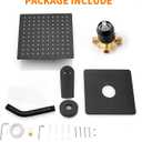 Black Shower Faucet Single Function Trim Kit with Rough-in Valve Set Bath Rainfall Shower System 8inch Square Stainless Steel Metal Shower Head