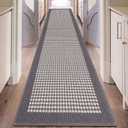 Ileading Hallway Runner Rug 2'x10' Heavy-Duty Durable Entryway Floor Mat with Non Slip Rubber Backing for Busy Traffic Extended Indoor Doormat Machine Washable Grey Kitchen Throw Rug for Corridor