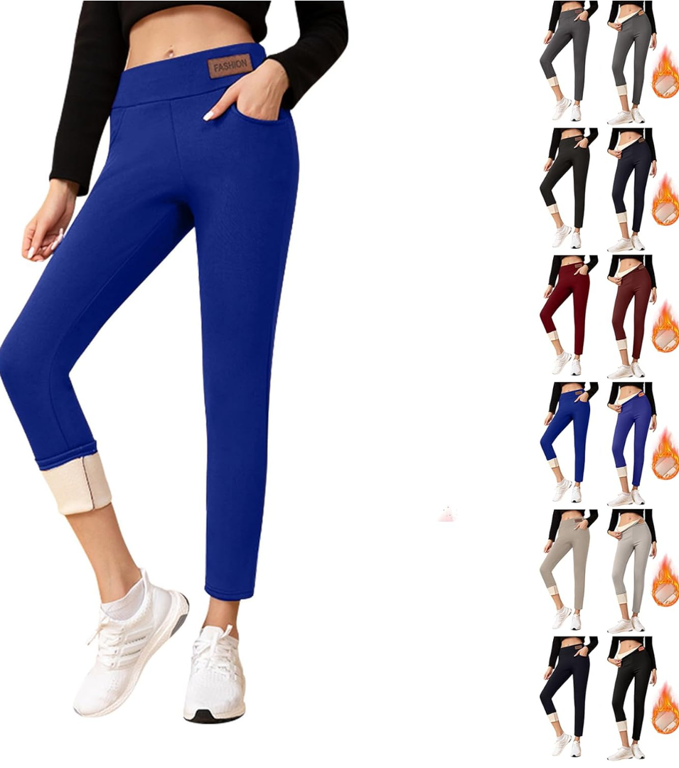 Fleece Lined Leggings Women with Pockets Warm Thick High Waisted Thermal Leggings Soft Wool Leggings Cold Weather size M