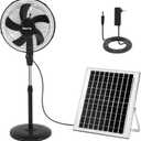 Blosssound 16 Inch Portable Solar Floor Fan Rechargeable Oscillating Standing Pedestal Fan with Solar Panel, 12000mah Battery, Two Charging Methods, 3 Speeds for Home Office Outdoor (Black), About 16 Inches