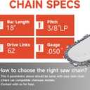 Dunhil 2 Pack 18 Inch 3/8" LP Pitch 050'' Gauge 62 Drive Links Chainsaw Chains and 1 guide bar for Echo CS310 CS-400 CS-355T Replace Oregon 180SDEA041 39272 Guide Bar