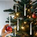 Lezonic Floating Candles with Wand Remote, Set of 12 Christmas Tree Candles, Magic Flameless Candles Battery Operated, Flikering Hanging LED Taper Candlesticks Halloween Xmas Decorations, 0.51" x 6.7"