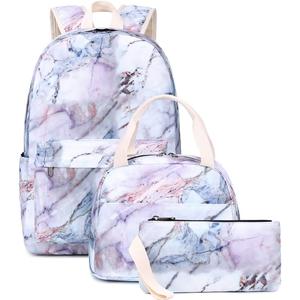 Bluboon Teen Girls School Backpack Kids Bookbag Set with Lunch Box Pencil Case Travel Laptop Backpack Casual Daypacks (Marble) (Large)