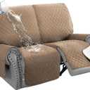 H.VERSAILTEX 100% Waterproof Loveseat Recliner Sofa Cover Thick Soft Reclining Couch Cover with Adjustable Strap 2-Piece Furniture Protector for Dog Pet Washable(Recliner Loveseat, French Oak)