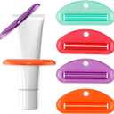 8pcs Toothpaste Squeezer, Plastic Toothpaste Tube Roller Squeezer Assorted Colors Tooth Paste Clip Holder Tool for Bathroom Home Use (Color 1)