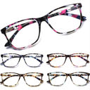 SIGVAN Ladies Reading Glasses Blue Light Blocking Spring Hinge Fashion Pattern Print Eyeglasses for Women +3,5