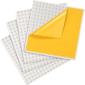 MIMAX Self-Adhesive Baseplates Compatible with DUPLO, Peel-and-Stick Baseplate for DIY Play Table or Wall - 4 Pack (10" x 10") (White)
