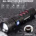 LED Rechargeable Flashlights 1600 High Lumens, 36 Hour Long Runtime, M300 Fast Charging Version Charges Type-C, Zoomable, 6 Modes, All-weather Waterproof Flashlight for Home Emergency Camping (Red)