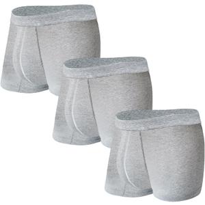 Washable Absorbency Urinary Incontinence Underwear for Men, Leak Proof Boxer Briefs for Bladder Leak Protection 3 Pack (Large, Gray)