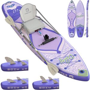 Daisy 11'6  35 Extra Wide Paddle Board with Seat, One-Stop Premium SUP Board Accessories, Tailored 5 Fins, Stable Stand Up Paddle Boards for Youth of All Skill Levels (Violet & Purple)